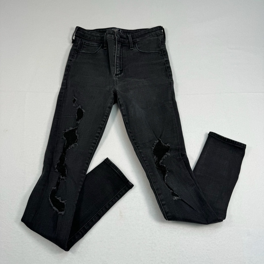Abercrombie Fitch Simone High Rise Super Skinny Jeans Womens Sz 27/4 Black Wash